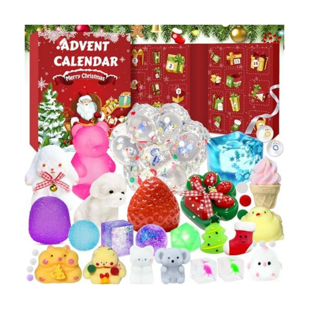 2026 Squishy Advent Calendar, Fidget Christmas Countdown Calendar, 24 Days of Surprises Squishy Toys Box, Xmas Toys for Sock Stuffing & Christmas Gift