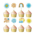 Here Comes the Son Cupcake Toppers, 48 PCS Here Comes the Son Baby Shower Decorations, Glitter Sun Themed Cupcake Party Decorations, Cupcakes Picks Food Picks for Baby Shower Party, Birthday, Wedding