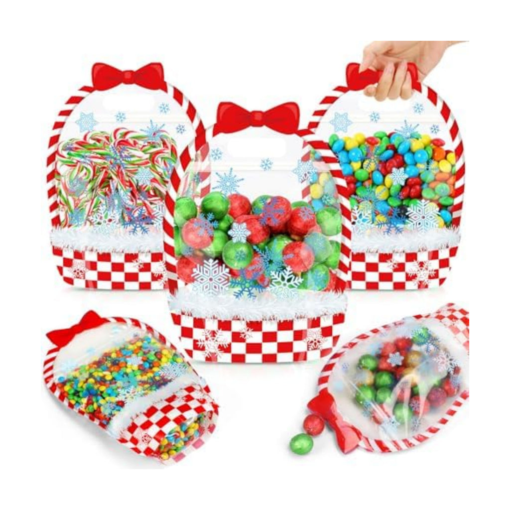 Fuutreo 50 Pcs Winter Gift Bags, Clear Snowflake Resealable Plastic Pouches
