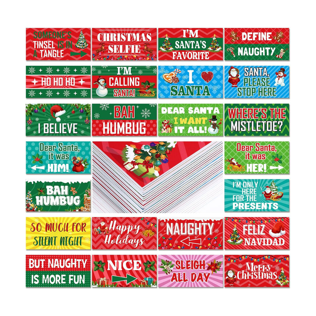 Beeveer 24 Designs Christmas Photo Booth Props, Red and Green Xmas Props
