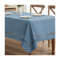 MIULEE Dusty Blue Tablecloth with Decorative Cutouts 60x120 inch