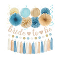 Light-Dusty Blue Beige-Champagne Bridal-Shower Party-Decorations - 31pcs Bride to Be Banner,Boho Neutral Bachelorette Paper Lanterns,Wedding Garland,Tissue Pom Poms Flower Fan Decor Supplies Burgleda