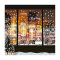 DIYDEC 15.1 * 27.3'' Large Christmas Window Clings 4Pcs Xmas White House Window Stickers for Glass Double Sided Winter Town Decals for Holiday Home Shop Decoration