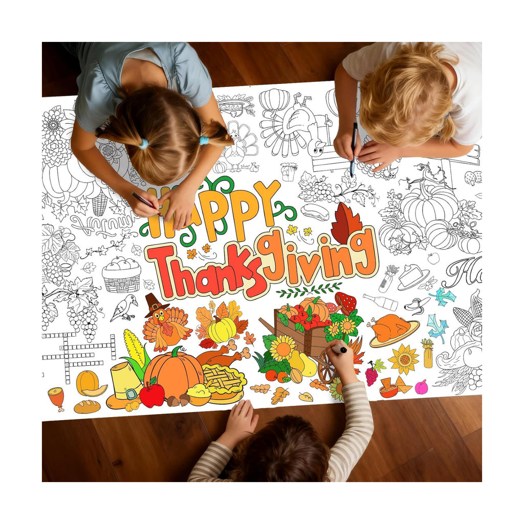 Thanksgiving Coloring Poster/Tablecloth,Giant Paper Coloring Games