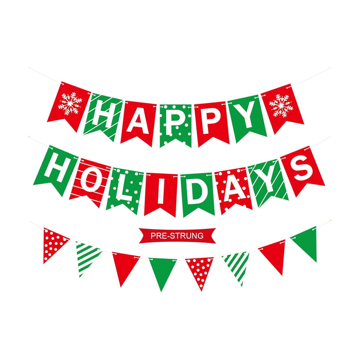 Happy Holidays Banner, Pre-Strung Christmas Banner Decor