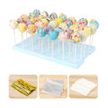 35-Hole Blue Cake Pop Stand with 100 Sticks, 100 Bags & 100 Gold Ties