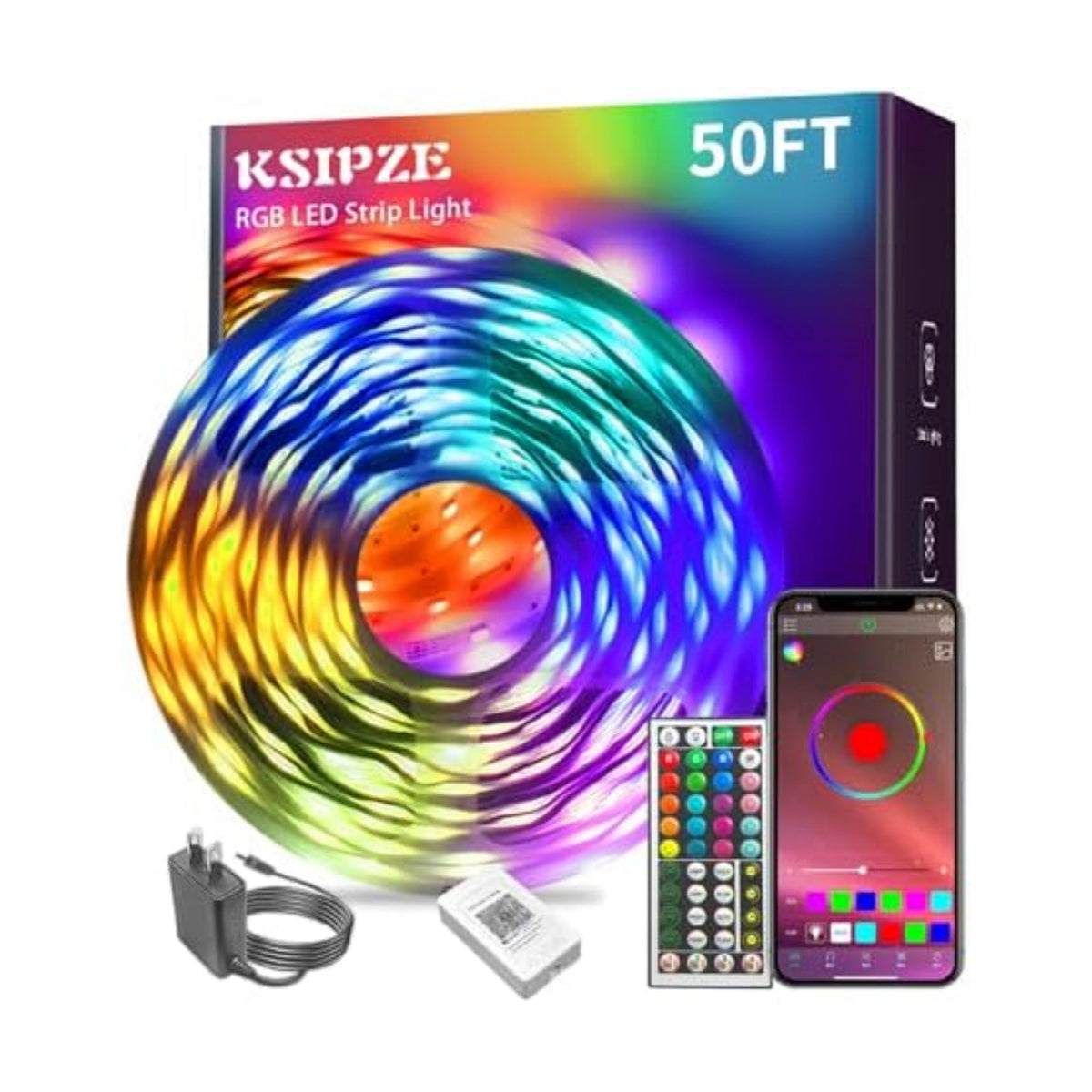 KSIPZE Led Lights for Bedroom 50ft Led Strip Lights with Remote App Control