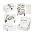 Gilprop 112 Pcs Celebration of Life Memory Cards Set Share a Memory Cards with Box 2 Wood Sign with 4 Hold and 5 Pens, Sympathy Memorial Gifts Funeral Keepsake Decorations(Cross)