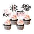 Ercadio 24Pcs Pink Spooky One Halloween Cupcake Toppers Ghost Spider Webs Cupcake Picks for Halloween Party Decorations Black Pink Halloween Girls Spooky One Birthday Cupcake Decorations