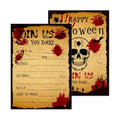 Halloween Party Invitation Cards with Envelopes - 12 Pack Bloody Skull Halloween Invitations for Adults Kids - 5 x 7 Inch Birthday Invitations for Haunted House Scary Holiday Party Favors