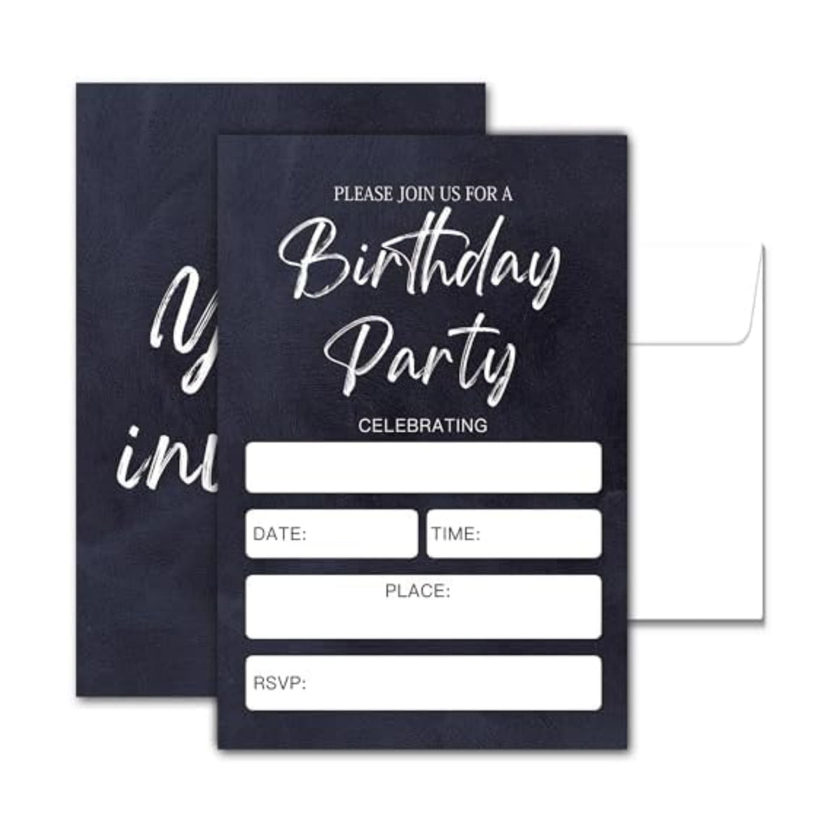 Minimalist Black Birthday Invitation Cards, 20 Pack Party Invitations Cards with Envelopes For Birthday, Invitations for Boys and Girls Party Decorations Supplies (4''x6'')