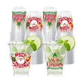 50 Pcs Christmas Party Cups, 12 oz Merry Christmas Clear Plastic Cups, Santa Claus Disposable Drinking Cup for Cold Beverage Ice Cream Snacks Xmas Winter Holiday Party Supplies