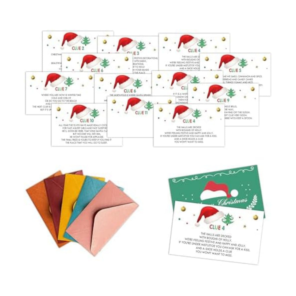Christmas Scavenger Hunt Games Set, Xmas Treasure Hunt Clue Games for Friends Family, Winter Holiday Activities for Large Groups, Christmas Holiday Party Supplies Decorations, 01