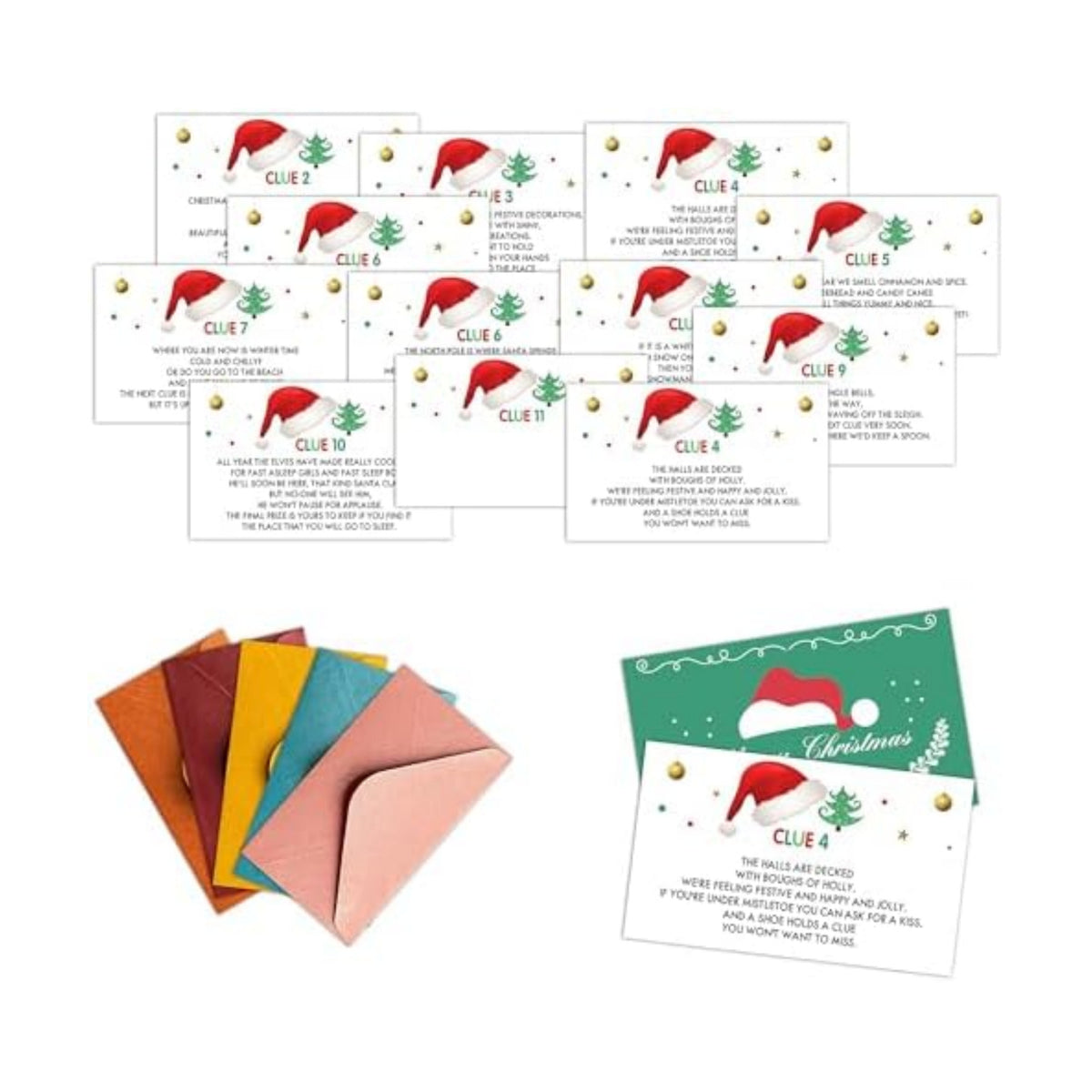 Christmas Scavenger Hunt Games Set, Xmas Treasure Hunt Clue Games for Friends Family, Winter Holiday Activities for Large Groups, Christmas Holiday Party Supplies Decorations, 01