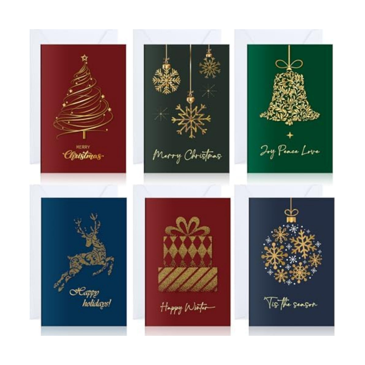 Crtiin 240 Set Christmas Cards 2026 Gold Foil Christmas Greeting Cards Bulk