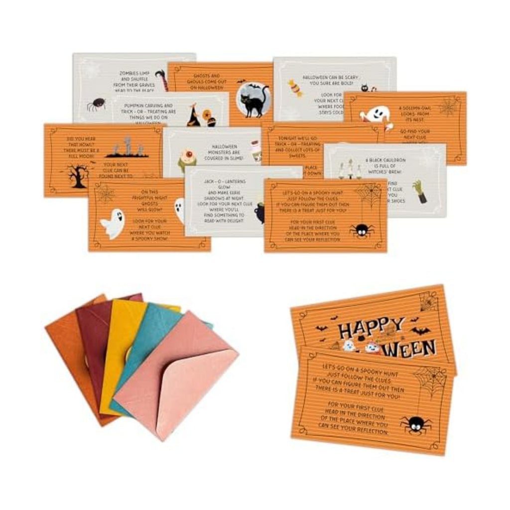Halloween Scavenger Hunt Games Set, Trick Or Treat Treasure Hunt Clue Games for Friends Family, Halloween Activities for Large Groups, Horror Party Supplies Decorations, 01