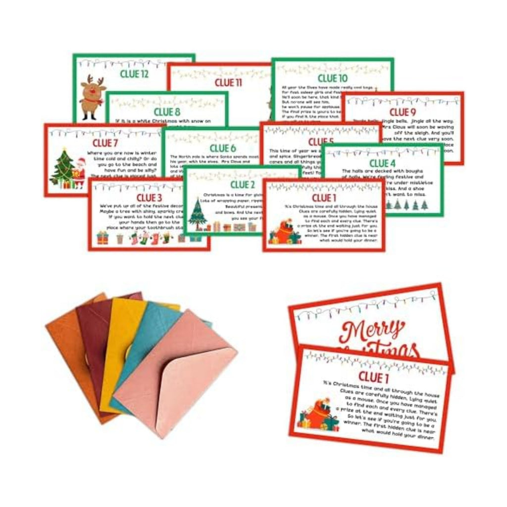 Christmas Scavenger Hunt Games Set, Xmas Treasure Hunt Clue Games for Friends Family, Winter Holiday Activities for Large Groups, Christmas Holiday Party Supplies Decorations, 02