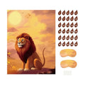 PLULON Pin The Tail on The Lion Safari Party Game for Kids, Birthday Games Big Poster with Tail Stickers for Zoo Animal Lion Party Favors Decorations Boys Birthday Jungle Party Supplies