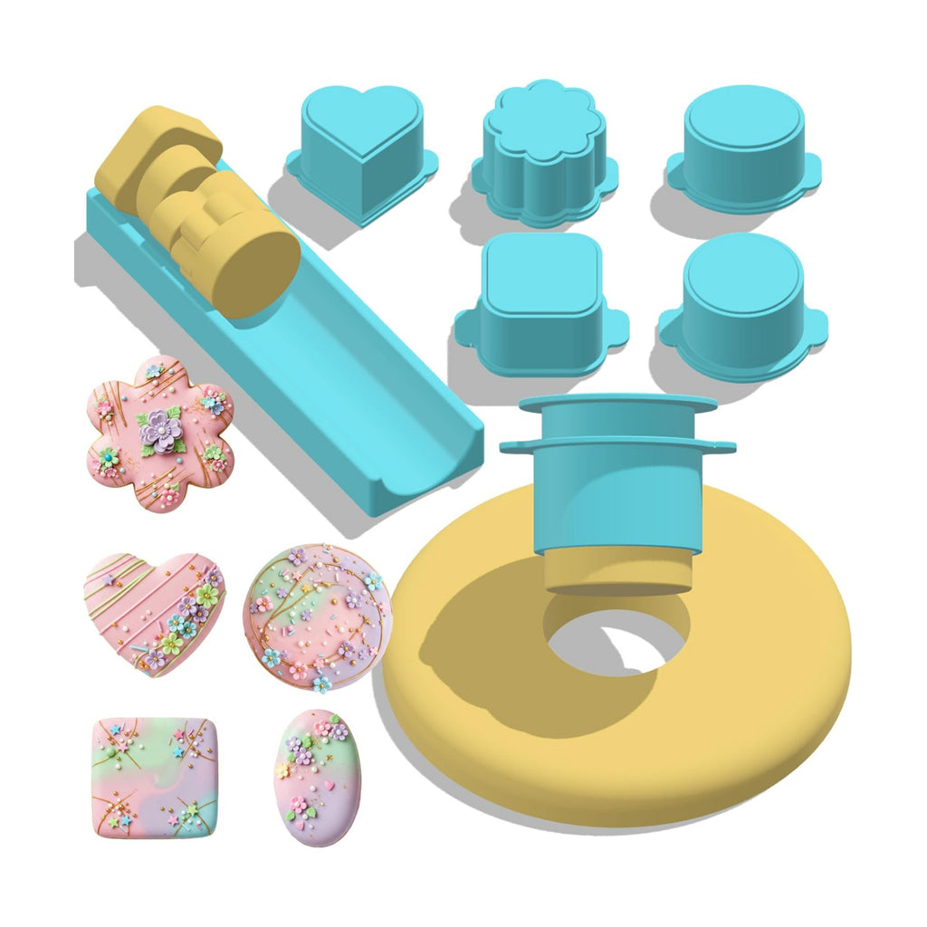 5 PCS Cake Pop Mold Set with 7.8-inch Tray, 5 Shape Cakepop Cutter