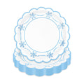 JarThenaAMCS 50 Pcs Winter Paper Plates Christmas Snowflake Scalloped Disposable Plate Blue Decorative Tableware for Xmas Holiday Party Decor Supplies, 9 In