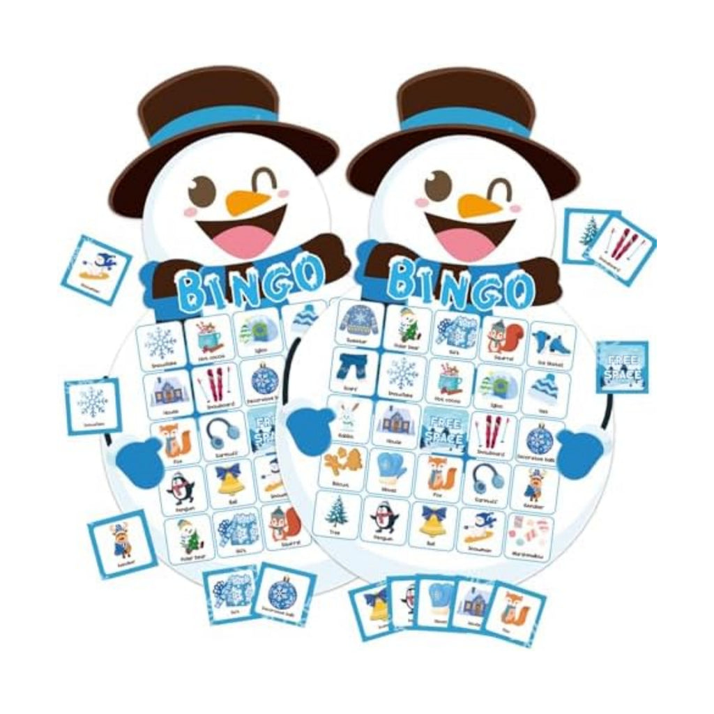 YQUQWN Winter Bingo Game, 24 Players Winter Snowman Bingo Cards Christmas Party Game for Family Classroom Office Holiday Favors Christmas Games Party Supplies