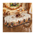 Thanksgiving Tablecloth Oval 52x70 Inch, Stain Resistant Machine Washable Fabric Polyester Turkey Harvest Table Cloth Oval Thanksgiving Tablecloth Table Cover for Kitchen Dining Party