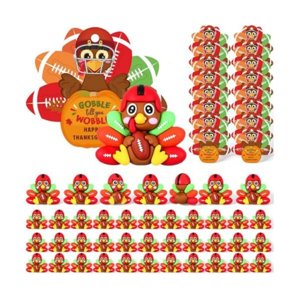 Sotiff 48 Sets Thanksgiving Football Turkey Figurines 3D Miniature Toys