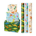 WRAPAHOLIC Dinosaur Wrapping Paper Roll - 3 Short Roll - Dinosaur Happy Birthday Wrapping Paper for Kids Boys Birthday, Dinosaur Party Favor - 17 Inch x 120 Inch Per roll