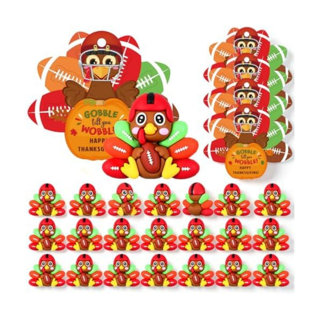 Sotiff 24 Sets Thanksgiving Football Turkey Figurines 3D Miniature Toys