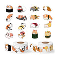 Eartim Sushi Cat Sticker Roll 1000Pcs Cartoon Kawaii Sushi Cute Cat Sticker