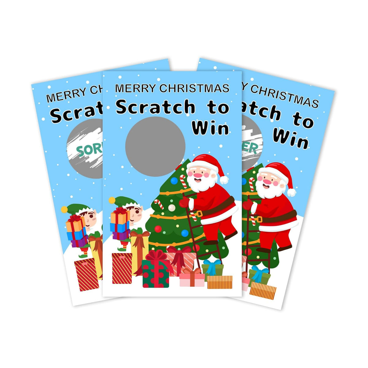 ZIIUFRN 40 Pcs Santa Christmas Scratch Off Cards with Stickers, Merry Christmas Raffle Tickets for Games Prizes, Xmas Holiday Party Games for Family Party -A02