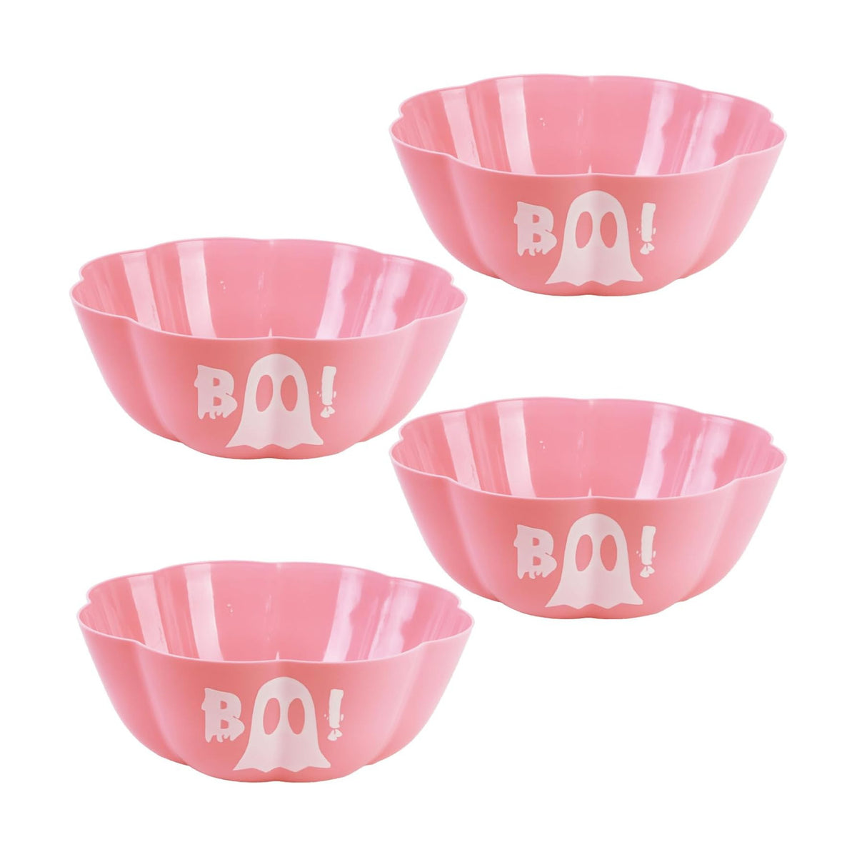 4 Pcs Large halloween candy bowl Trick or Treat Candy Bowl 11.6x4.3 Inch Reusable Plastic Pumpkin Bowl for Halloween Party Decor Supplies (Pink)