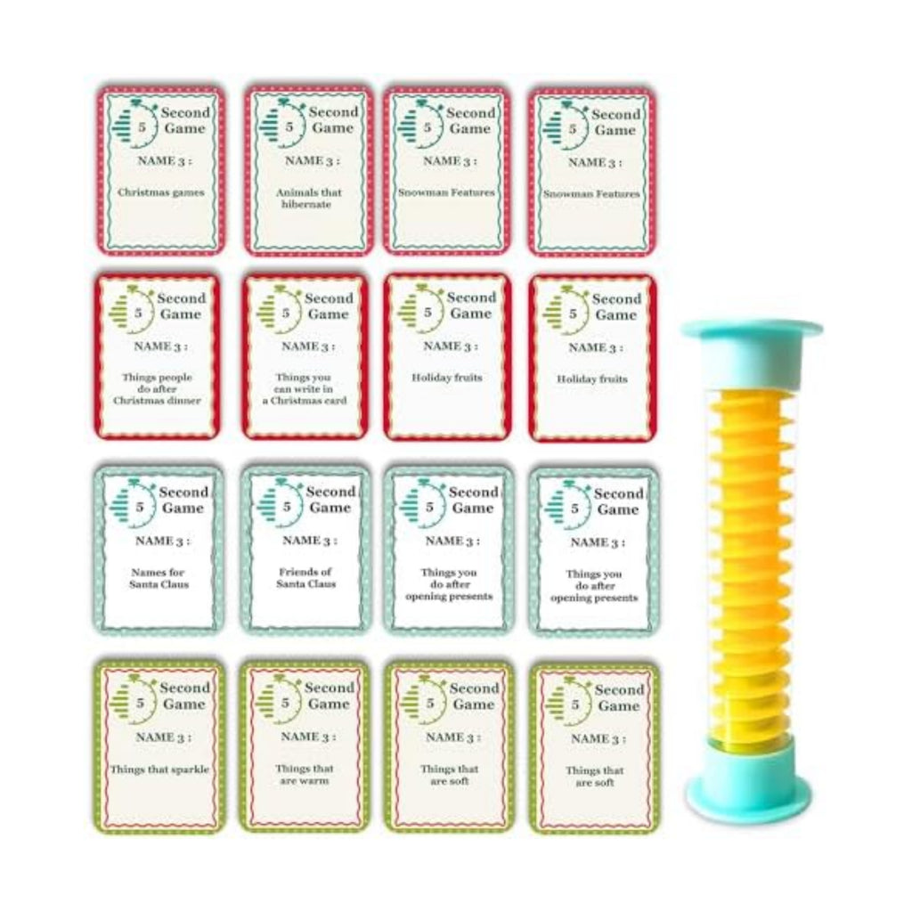 Christmas 5-Second Game, 108 Question Cards with 5-Second Hourglass