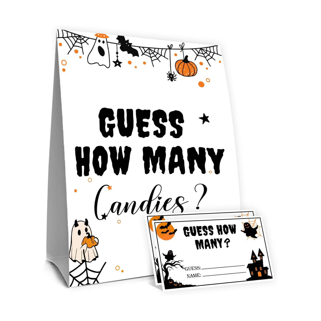 Halloween Party Games Guess How Many Candies,It's A Decoration Full of Fun Festive Atmosphere, 30 Pcs Cards for Halloween Celebration Game,for Office & Family Party Activities