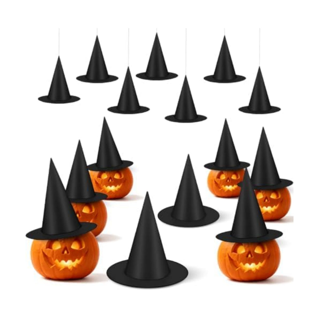 15 Pcs Halloween Decorative Witch Hats Thick Black Hanging Witch Hats