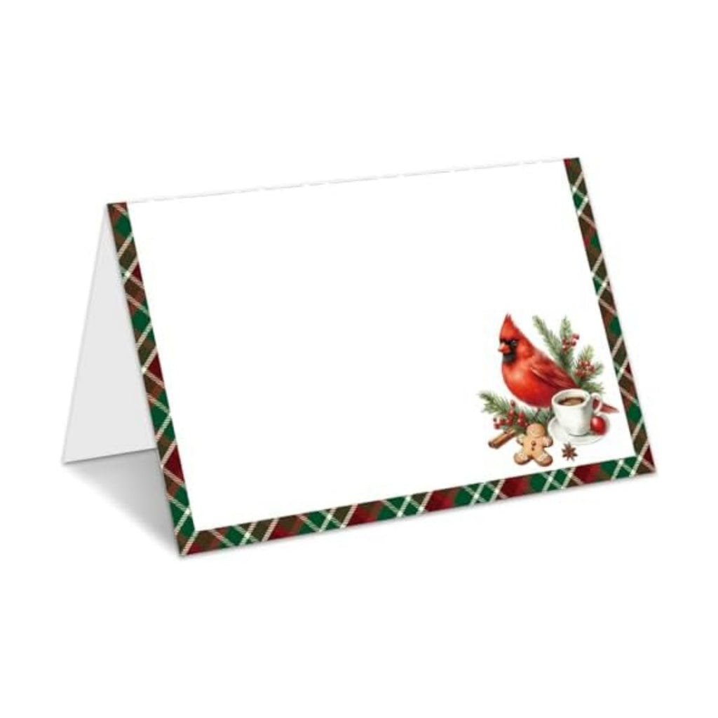 Christmas Place Cards for Table Setting, Cardinal Bird Tent Cards Decor For Bridal Baby Shower Party Reception Decorations, Winter Holiday Placecards, 25 Pack Birthday Food Name Card, 2 x 3.5" /014