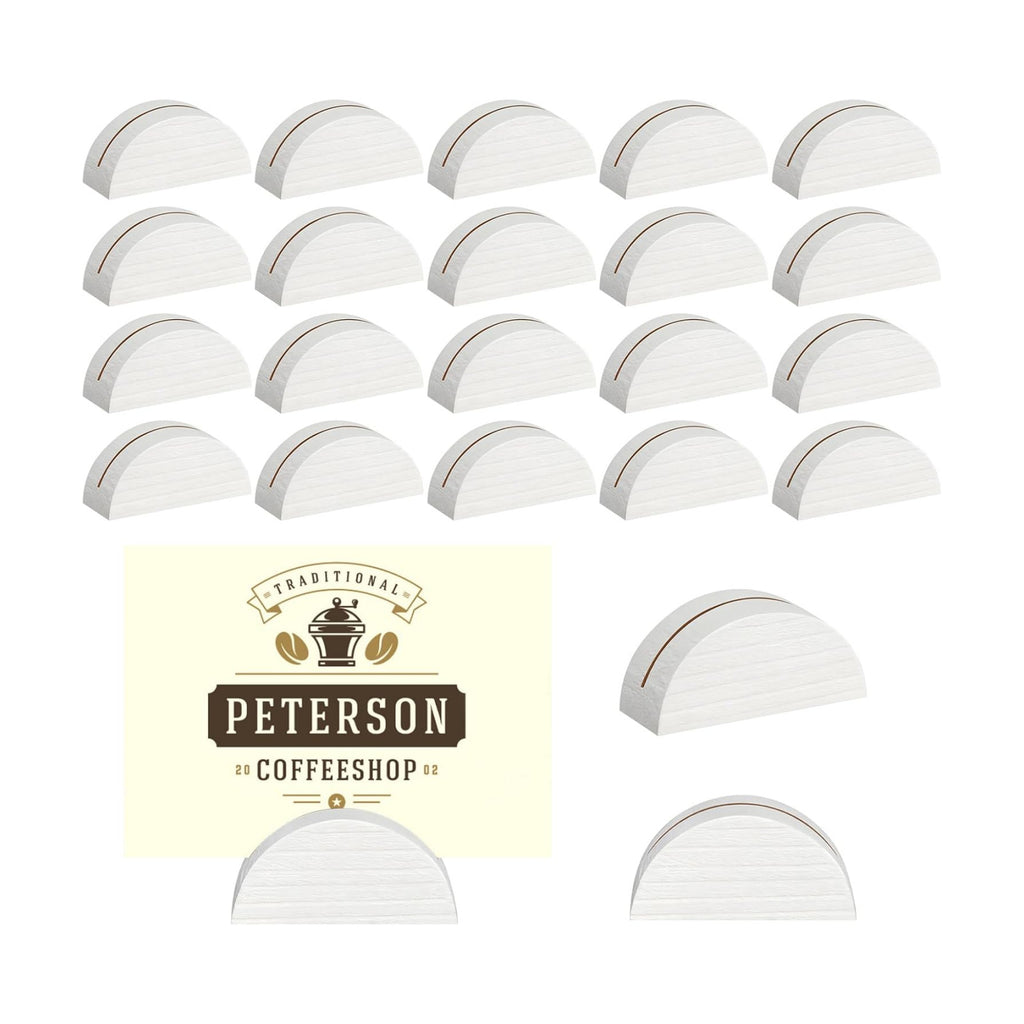 24Pcs White Wood Table Number Stands, Wood Place Card Holders