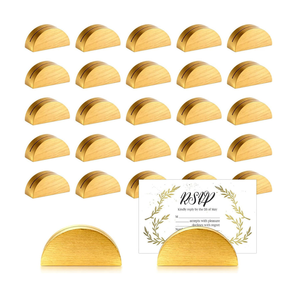 24Pcs Gold Wood Table Number Stands 1.57 In Wood Place Card Holders
