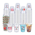 Jingmore 50 Sets Christmas Disposable Plastic Cups with Lids and Straws
