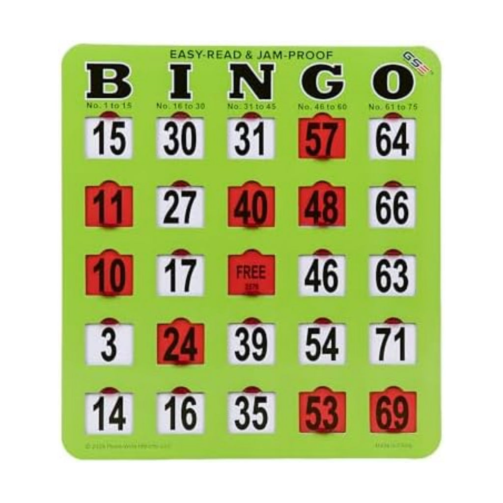 GSE Jumbo Easy-Read Shutter Slide Bingo Cards Bulk, 50-Pack Reusable Cards