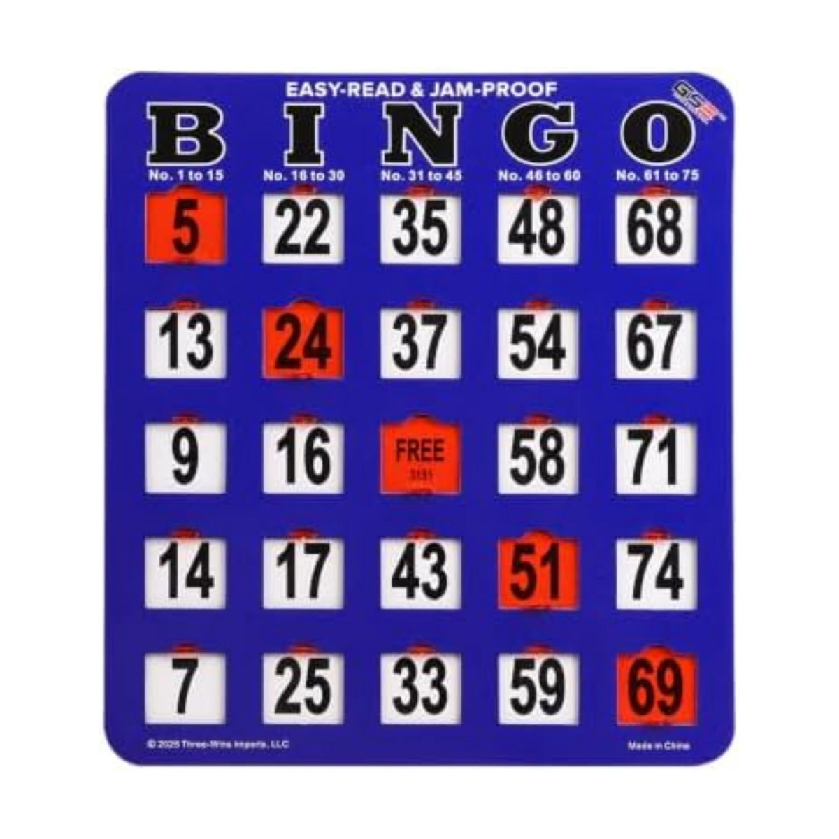 GSE Jumbo Easy-Read Shutter Slide Bingo Cards Bulk, 25-Pack Reusable Cards