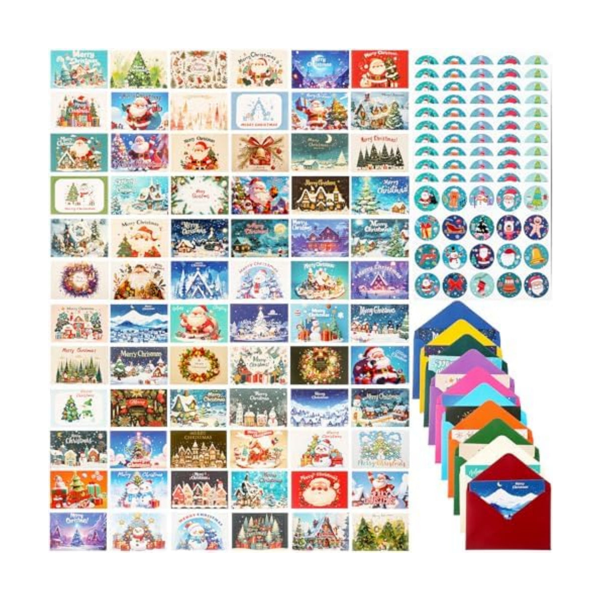 AmazingSpark 345 Set Christmas Cards with Envelopes Stickers,Classic