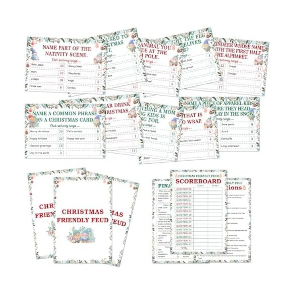 Christmas Friendly Feud Game, Friendly Christmas Party Games for Family Friends Large Groups, Funny Xmas Feud Quiz, Xmas Trivia Party Decoration for Winter Holiday -07