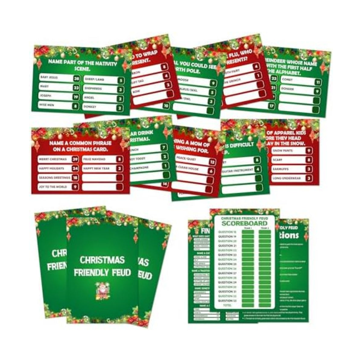 Christmas Friendly Feud Game, Friendly Christmas Party Games for Family Friends Large Groups, Funny Xmas Feud Quiz, Xmas Trivia Party Decoration for Winter Holiday -10