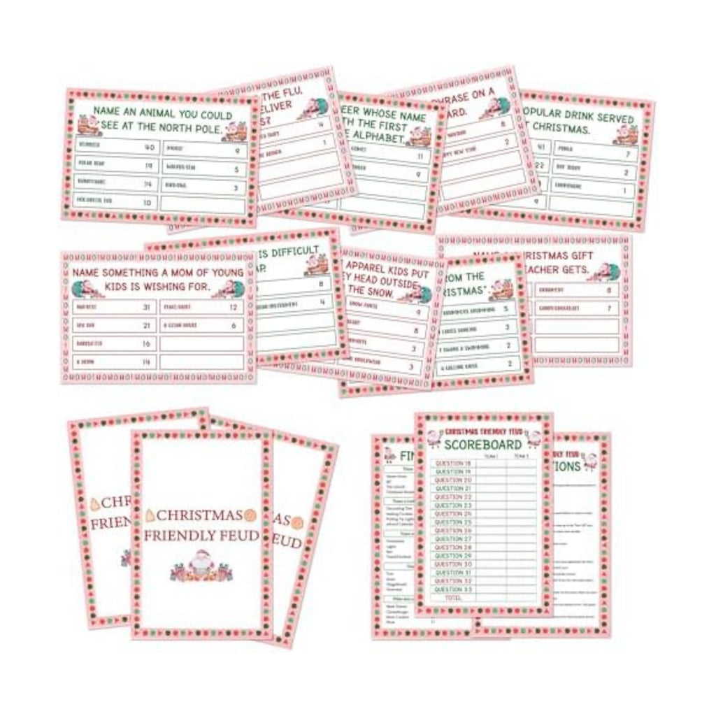 Christmas Friendly Feud Game, Friendly Christmas Party Games for Family Friends Large Groups, Funny Xmas Feud Quiz, Xmas Trivia Party Decoration for Winter Holiday -08