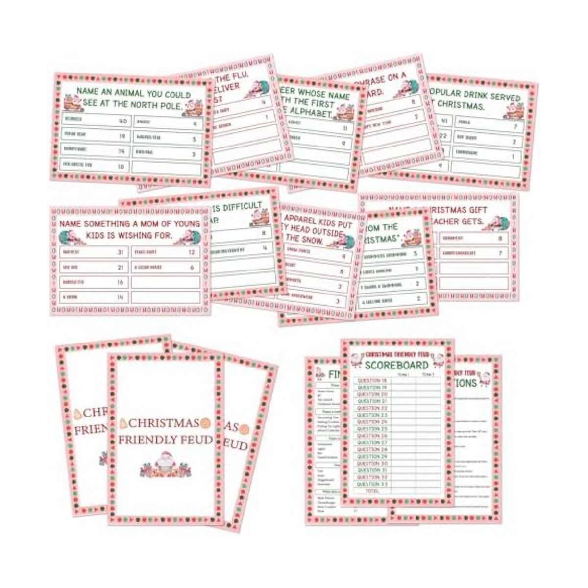 Christmas Friendly Feud Game, Friendly Christmas Party Games for Family Friends Large Groups, Funny Xmas Feud Quiz, Xmas Trivia Party Decoration for Winter Holiday -08