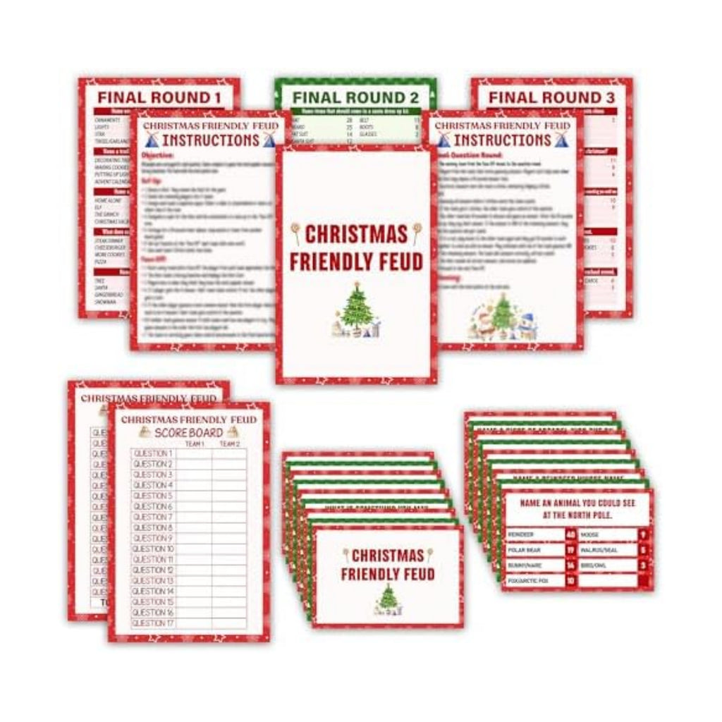 Christmas Friendly Feud Game, Funny Christmas Party Games, Friendly Feud Trivia Quiz for Family, Winter Xmas Holiday Party Supplies for Adults -09