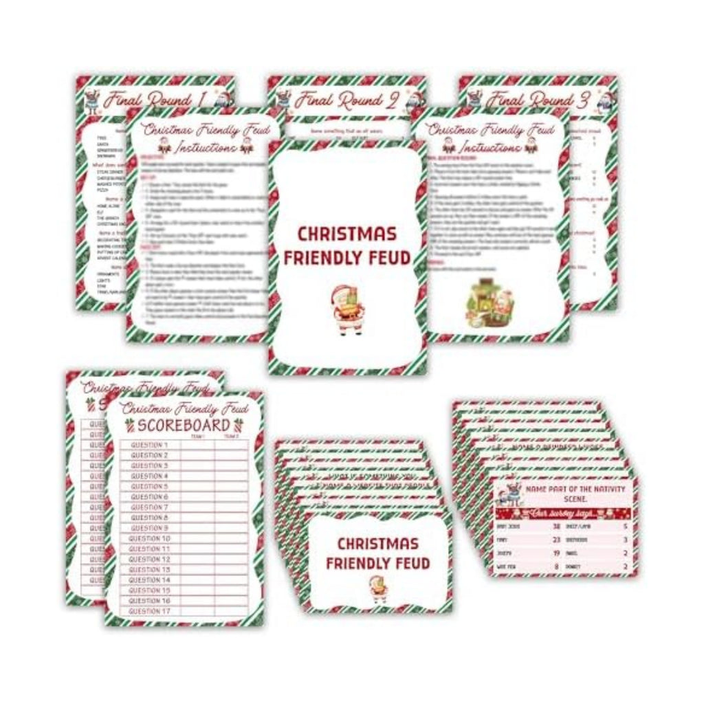 Christmas Friendly Feud Game, Funny Christmas Party Games, Friendly Feud Trivia Quiz for Family, Winter Xmas Holiday Party Supplies for Adults -10