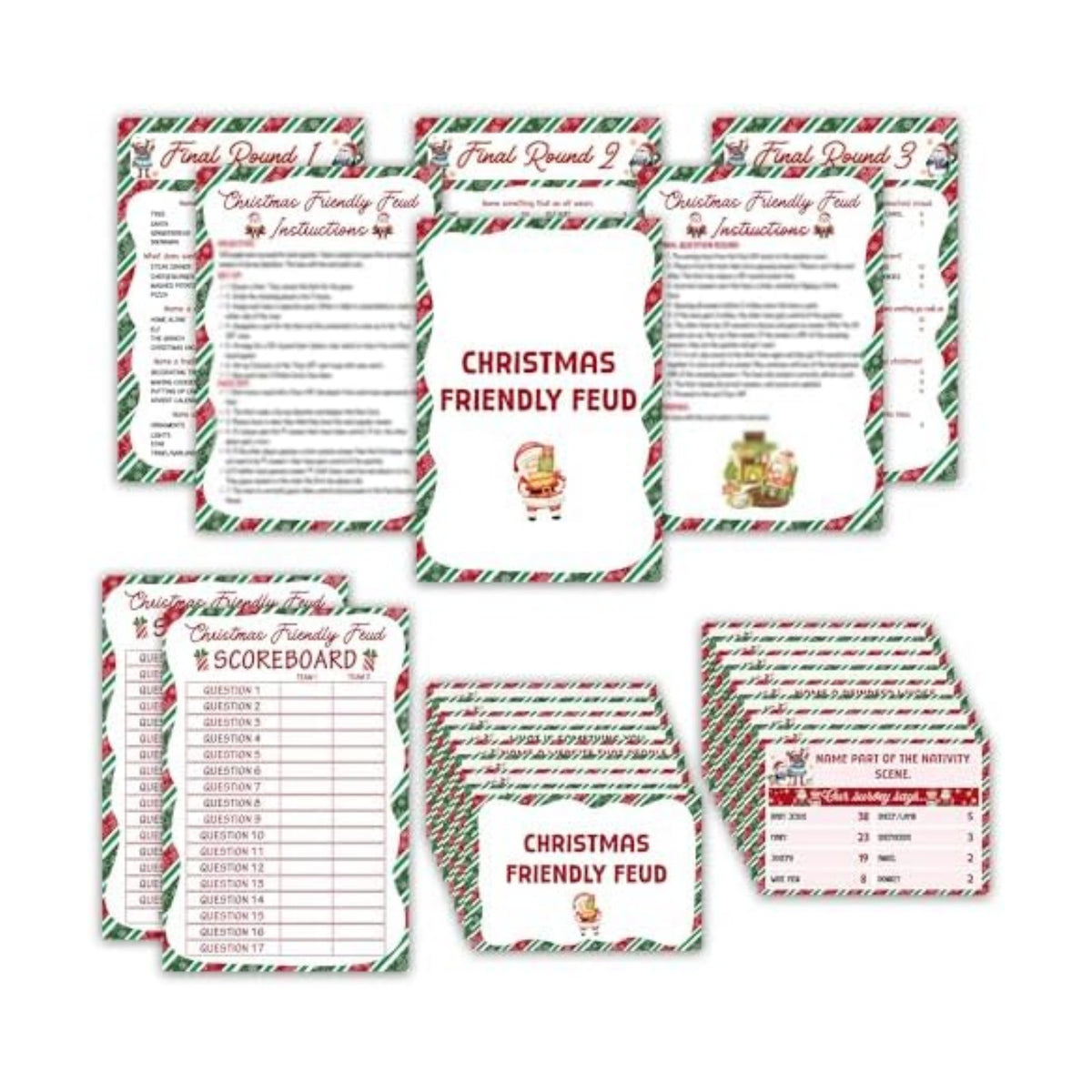 Christmas Friendly Feud Game, Funny Christmas Party Games, Friendly Feud Trivia Quiz for Family, Winter Xmas Holiday Party Supplies for Adults -10