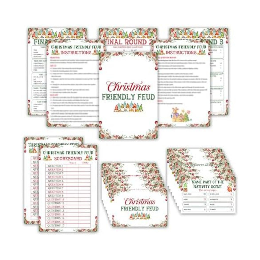 Christmas Friendly Feud Game, Funny Christmas Party Games, Friendly Feud Trivia Quiz for Family, Winter Xmas Holiday Party Supplies for Adults -07